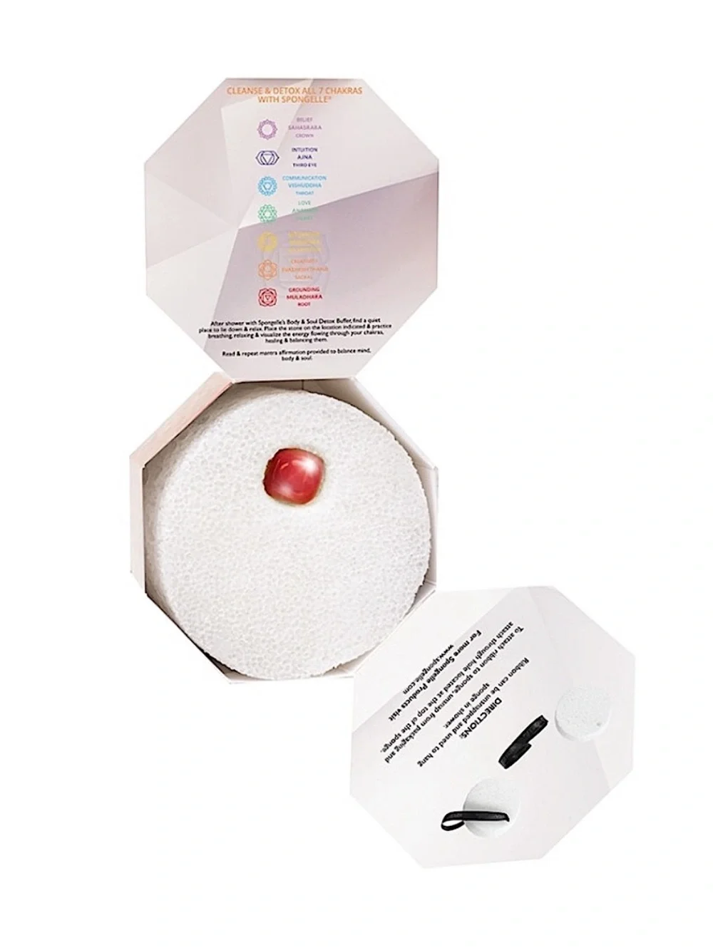 Spongelle Spiritual Detox Buffer Lunar Lime with Red Jasper Root Chakra Stone